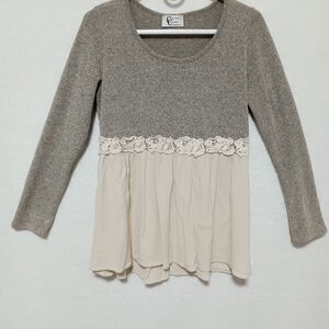 Vintage Christian Caliendo Women's Top Size S Boho Blouse Cream Gray Made In USA